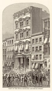 Pohled na burzu a Broad Street