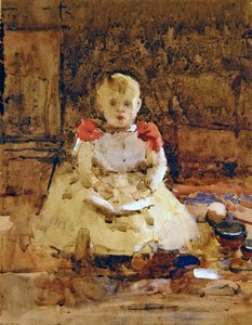 A Young Boy Reading (akvarel a tužka na papíře) od Arthur Melville