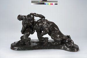 Muž zamčený v boji s mládětem lvice (bronz) od Arthur Putnam