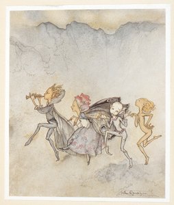 AKT IV: Scéna I, řádek 46 Každý z nich zakopl o palec u nohy, Bude tady s mopem a sekačkou. Nymfy. od Arthur Rackham