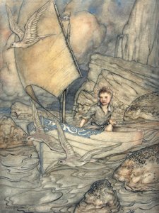 Childs Future, ilustrace z The Springtide of Life: Poems of Childhood od Algernona Charlese Swinburna, 1918 (pero a inkoust a wc na papíře) od Arthur Rackham