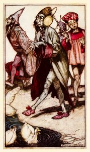 Laputský gentleman na procházce z části III: Cesta do Laputy atd. v Gullivers Travels od Jonathana Swifta od Arthur Rackham