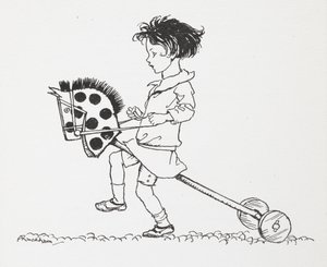 Holčička na koni jako hračka. od Arthur Rackham