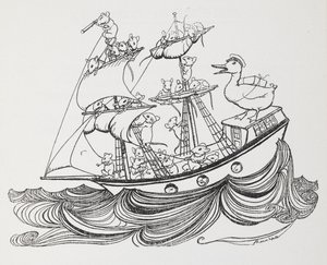 Loď s myší a kapitánem kachny. od Arthur Rackham