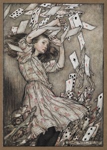 Alice a padající balíček karet od Arthur Rackham