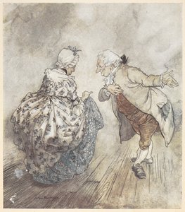 Starý pár ve formálním oblečení se chystá tančit od Arthur Rackham