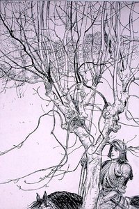 „Když jsem ležel thynkynge, jel na svou cestu“, ilustrace z „The Ingoldsby Legends, or Mirth and Marvels“ od Thomase Ingoldsbyho, vydané v roce 1898 (pero a inkoust na papíře) od Arthur Rackham