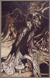 Máslo se získává z kořenů starých stromů, od Petera Pana v Kensington Gardens od J M Barrie (1860 - 1937), hospoda. 1906 od Arthur Rackham