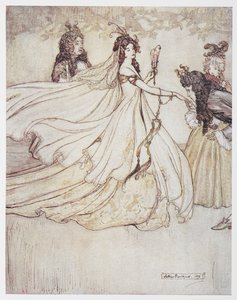 Popelka (Aschenputtel) v plesových šatech. od Arthur Rackham