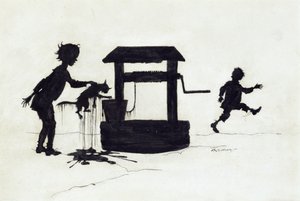 Ding Dong Bell, ilustrace z Mother Goose: The Old Nursery Rhymes, vydané v roce 1913 (pero a inkoust) od Arthur Rackham