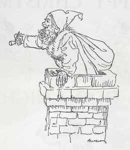 Otec Vánoc šplhá komínem od Arthur Rackham