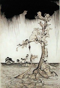 Povodeň (pero, inkoust a akvarel na papíře) od Arthur Rackham
