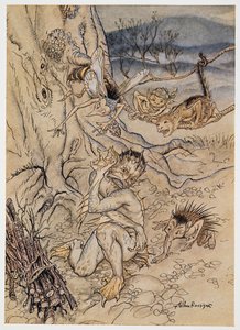 Za každou maličkost jsou na mě kladeny, ilustrace z Bouře Williama Shakespeara, hospoda. 1926 od Arthur Rackham