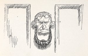 Klepadlo na přední dveře s tváří Scrooge od Arthur Rackham
