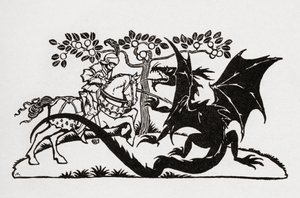 Jiří a drak. Z knihy Anglické pohádky převyprávěné F.A. Steelem s ilustracemi Arthura Rackhama, vydané v roce 1927. od Arthur Rackham