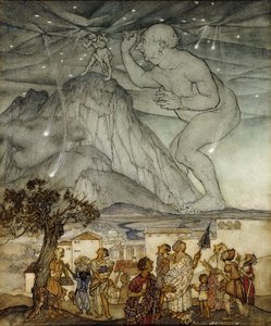 Hercules Supporting the Sky místo Atlasu, 1922 od Arthur Rackham
