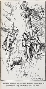Ilustrace Ganymede z Jak se vám líbí. od Arthur Rackham
