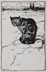 Ilustrace kočky z The Bremen Town Musicians. od Arthur Rackham