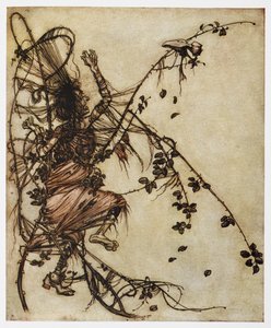 Ilustrace muže uvězněného v trní od Srdíčka Rolanda. od Arthur Rackham