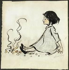 Little Polly Flinders (pero, inkoust a wc na papíře) od Arthur Rackham