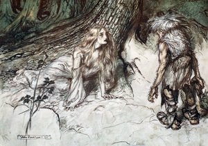 „Mime najde Siegfriedovu matku v lese“, 1924. od Arthur Rackham