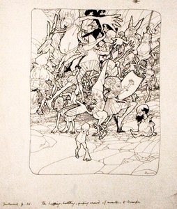 „Nikdo nemá k sobě připoutané správné končetiny“, ilustrace z „The Zankiwank and the Bletherwitch“ od S.J. Adair Fitzgerald, publikoval 1896 (pero a inkoust na papíře) od Arthur Rackham
