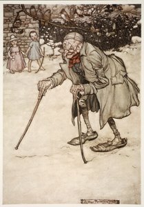 Starý muž se dvěma holemi, od Rip Van Winkle od Washingtona Irvinga, hospoda. 1910 od Arthur Rackham