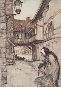 Byla jednou jedna chudá stará žena, která žila na vesnici, z hospody Pohádky bratří Grimmů. 1909 od Arthur Rackham