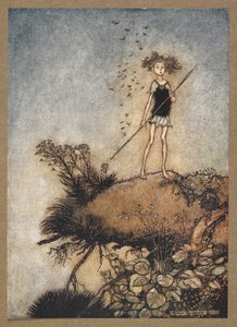 Jeden rezervovaný hlídač. Oberon. Scéna ze „Snu noci svatojánské“. od Arthur Rackham