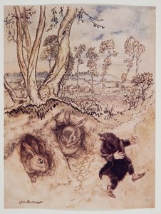Cibulová omáčka! Cibulová omáčka! poznamenal posměšně a byl pryč, než si mohli vymyslet odpověď, z Wind in the Willows od Kennetha Grahama (1859 - 1932), hospoda. 1940 od Arthur Rackham