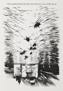 Veslování na řece, která se v noci blíží k hradu. od Arthur Rackham