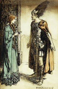 Siegfried se setkává s Gutrune: Soumrak bohů, 1911 od Arthur Rackham