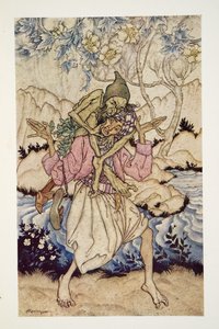 Sindibád nesl na svých ramenou starého muže z moře z hospody The Arthur Rackham Fairy Book. 1933 od Arthur Rackham