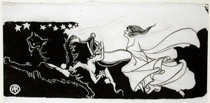 Starlight Frolics (pero a inkoust na papíře) od Arthur Rackham