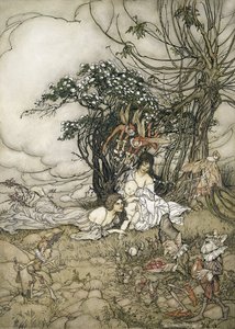 The Changeling, 1905 (wc a pero a inkoust na papíře) od Arthur Rackham