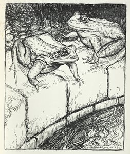 Žáby a studna, ilustrace z ‚Ezopových bajek‘, vydal Heinemann, 1912 od Arthur Rackham