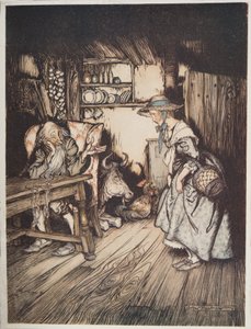 Chata v lese, z Bratříčka a sestřičky a jiné pohádky bratří Grimmů, pub. 1917 od Arthur Rackham