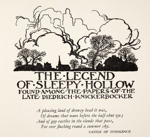 The Legend of Sleepy Hollow, od The Legend of Sleepy Hollow od Washingtona Irvinga (1783 - 1859), hospoda. 1928 od Arthur Rackham