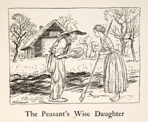 Rolnická moudrá dcera, z Bratříčka a sestřičky a jiné pohádky bratří Grimmů, pub. 1917 (litho) od Arthur Rackham