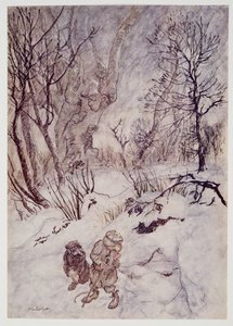 Krysa chvíli přemýšlela a zkoumala hrboly a svahy, které je obklopovaly, z hospody Wind in the Willows od Kennetha Grahama (1859 - 1932). 1940 od Arthur Rackham