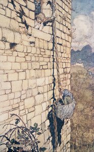 Čarodějnice vylezla nahoru .. , z Pohádek bratří Grimmů, hospoda. 1909 od Arthur Rackham