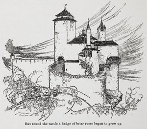 Zámek obklopený trny z Briar Rose (Šípková Růženka) od Arthur Rackham