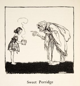 Malý šel a přinesl krabici, od Bratříčka a sestřičky a jiné pohádky bratří Grimmů, pub. 1917 (litho) od Arthur Rackham