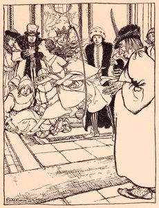 Hezká panna proskočila obruč lehce jako jelen. Ilustrace Arthur Rackham z Grimmovy pohádky Tři pírka. od Arthur Rackham