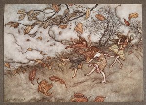 Neexistuje téměř nic, co by mělo takový smysl pro zábavu jako spadané listí od Petera Pana v Kensington Gardens od J. M. Barrieho (1860 - 1937), hospoda. 1906 od Arthur Rackham