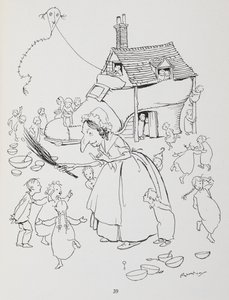 Byla jedna stará paní, která žila v botě. Žena s botníkem a spoustou dětí. od Arthur Rackham