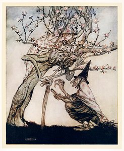 Můj strom! Ó můj strome! Už jsi viděl moji nezbednou služku, English Fairy Tales, hospoda 1922. od Arthur Rackham