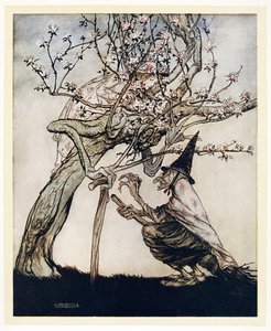 Můj strom! Ó můj strome! Už jsi viděl mou nezbednou služku?, z anglických pohádek, hospoda. 1922 od Arthur Rackham
