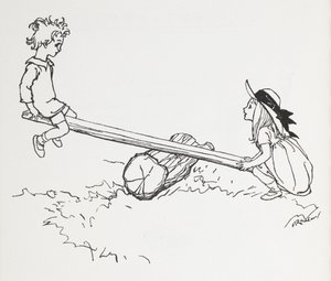 Dvě děti na houpačce. od Arthur Rackham