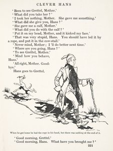 Když přišel domů, držel v ruce provaz, ale na jeho konci nic nebylo, z Pohádek bratří Grimmů, pub. 1909